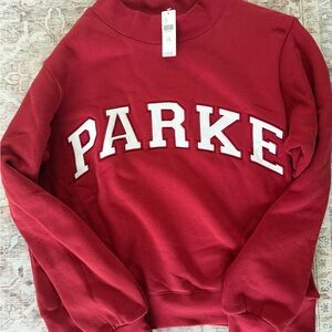 NWT Parke varsity mock-neck sweatshirt crimson S/M